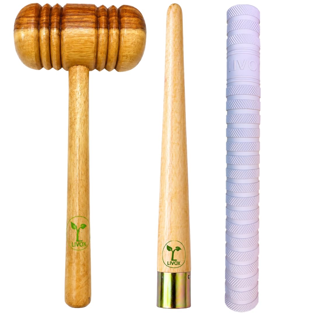 Cricket Bat Knocking Hammer with Wooden Grip Cone and Premium Anti-Slip Bat Grip, Complete Bat Preparation and Grip Fitting Kit.-image-17