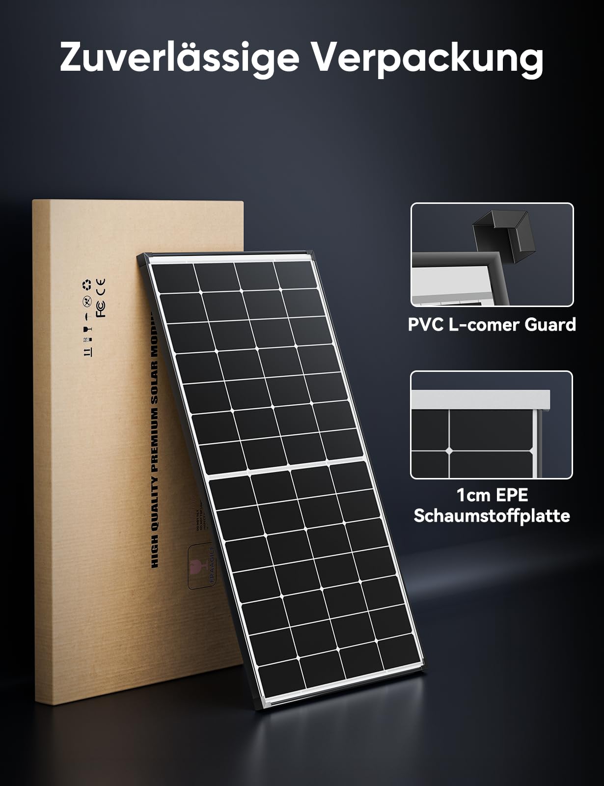 300W Solarpanel 12V Monokristallines Solarmodul PV-Modul 25.4% Hoch-Effizienz für Wohnwagen Wohnmobile