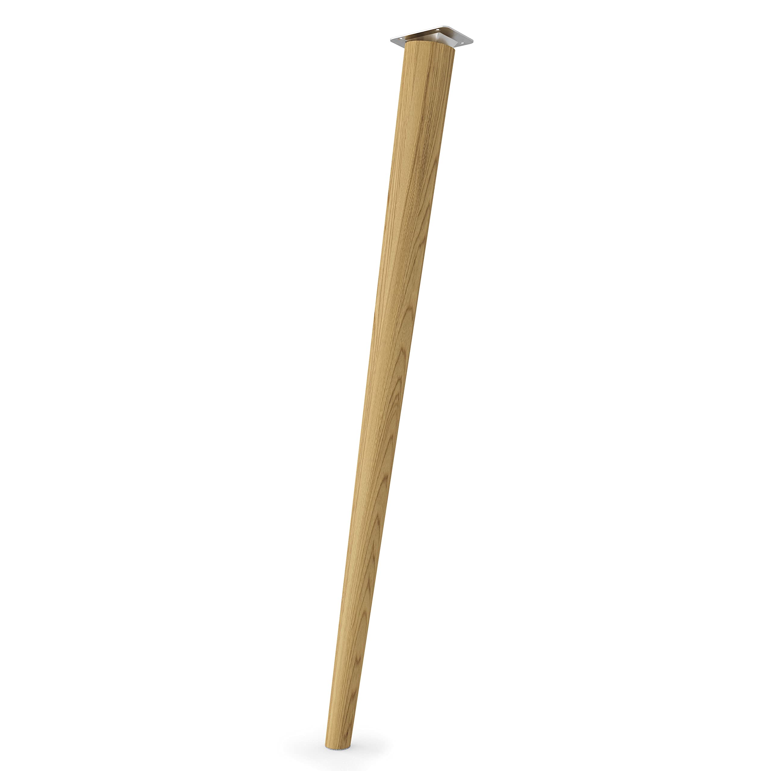 Sossai Tischbeine aus Massivholz Eiche mit Öl-Finish, Clif Round HMF2, 71 cm hoch, rund, schräge Ausführung, für Stühle, Tische