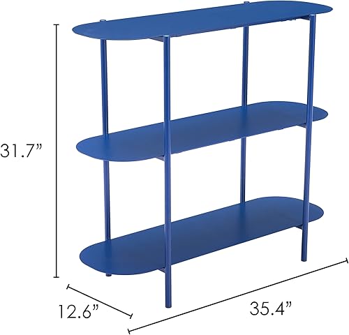 Miniatura 3 de TRE Mesa consola azul, estilo moderno, acero con recubrimiento en polvo, forma ovalada, acero, sala de estar, 35.4 pulgadas de ancho x 12.6 pulgadas