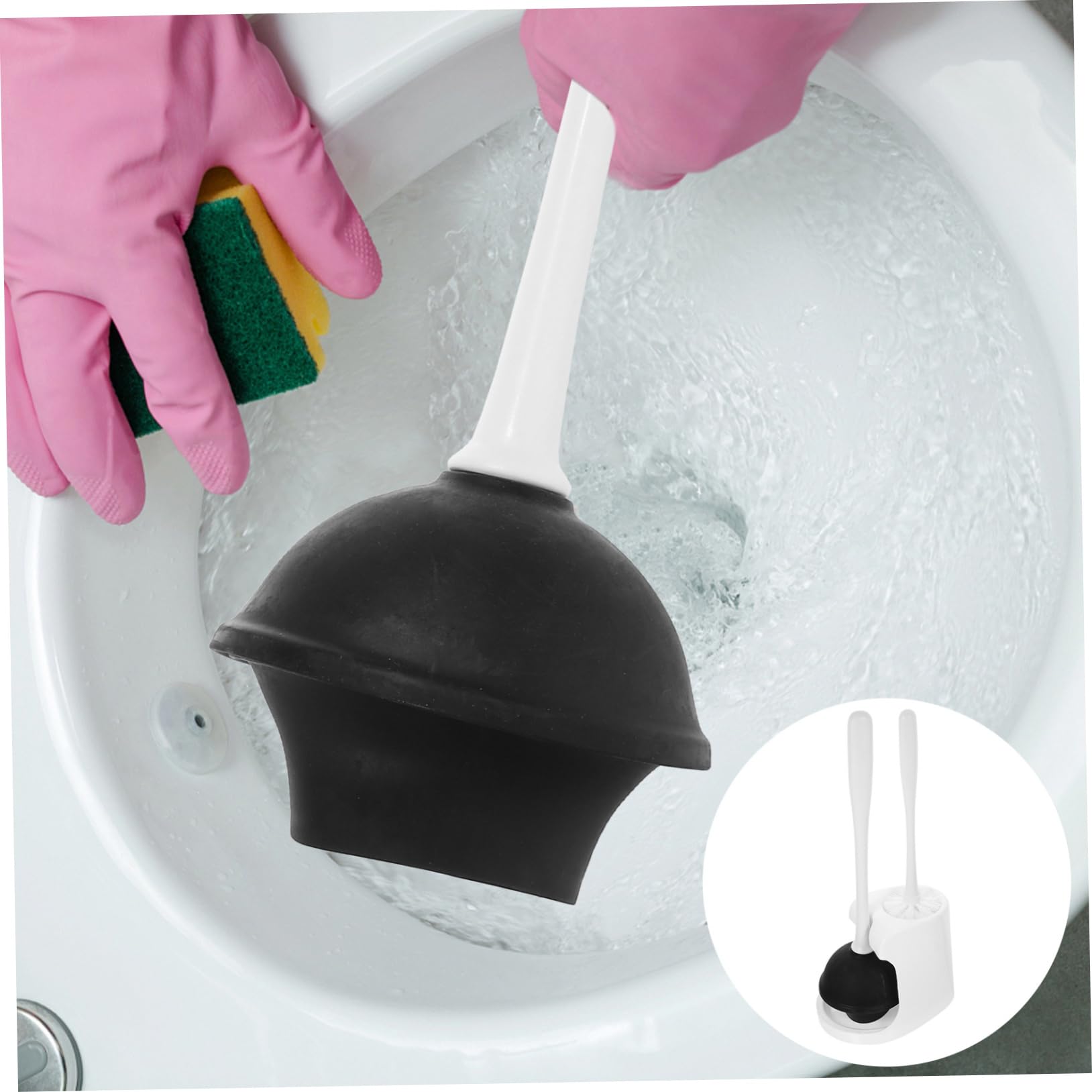Alipis Juego de Escobilla de Inodoro Diseño Elegante y Funcional con Soporte y Émbolo en Abs y Goma para Limpieza Completa en Baño para Hogar