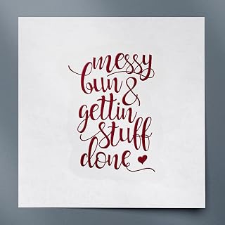 Messy Bun and Getting Stuff Done (Burgundy) (Set of 2) Premium Waterproof Vinyl Decal Stickers for Laptop Smartphone Car Dirt Bike Wall Room Mason Jar Bathtub Door Skateboard - ANGstic0d6166RE