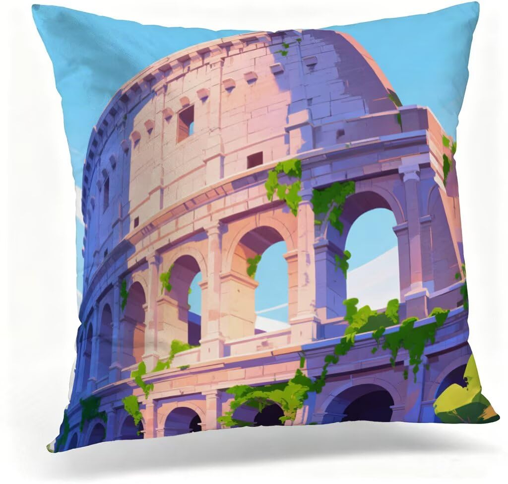 Housse coussin paysage moderne outdoor en lin premium de grand format