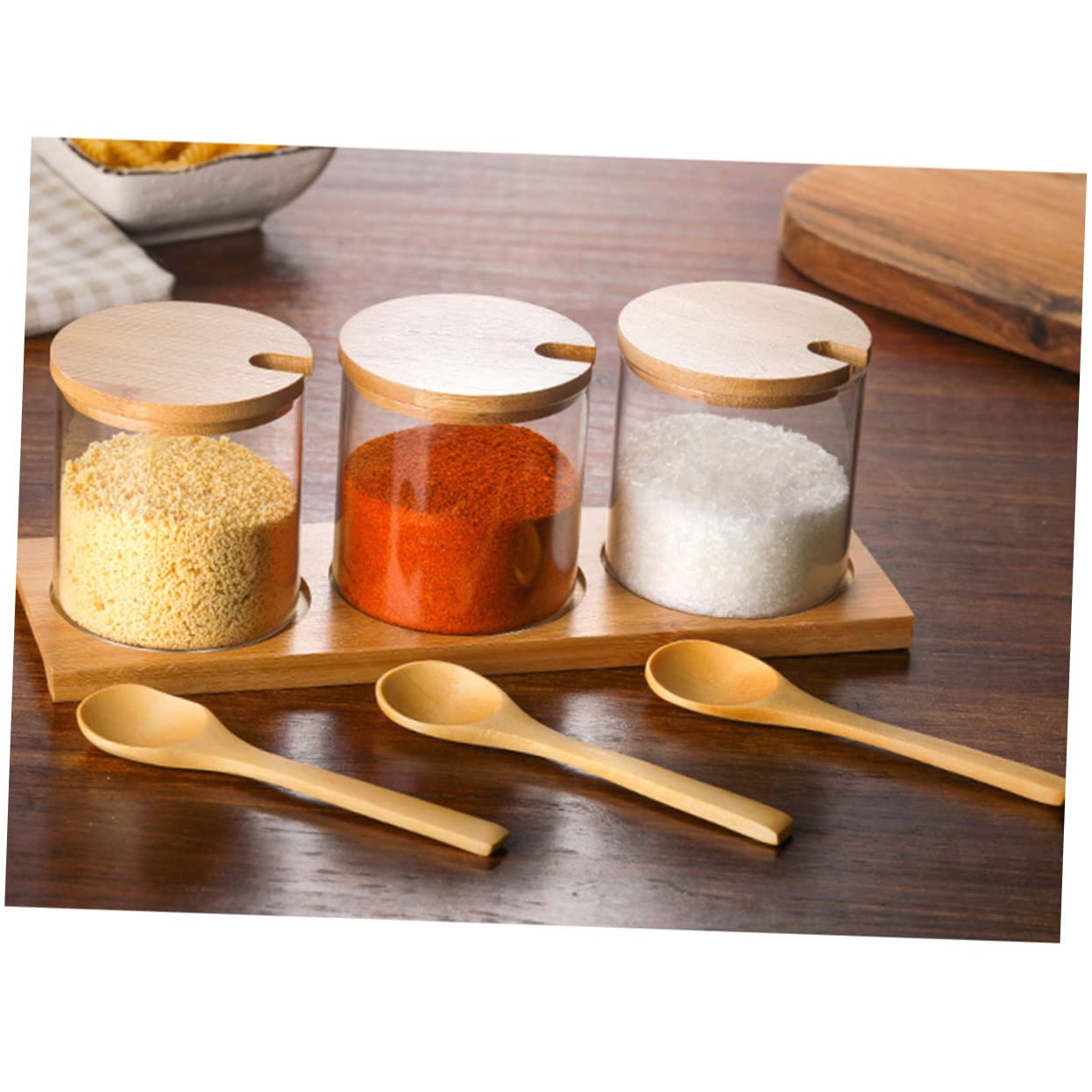 MOLUCKFU Set of 6 Wooden Tea Spoons Hot Coffee Stirrers Condiment Scoops Natural Seasoning Utensils Kitchen Bar Tools