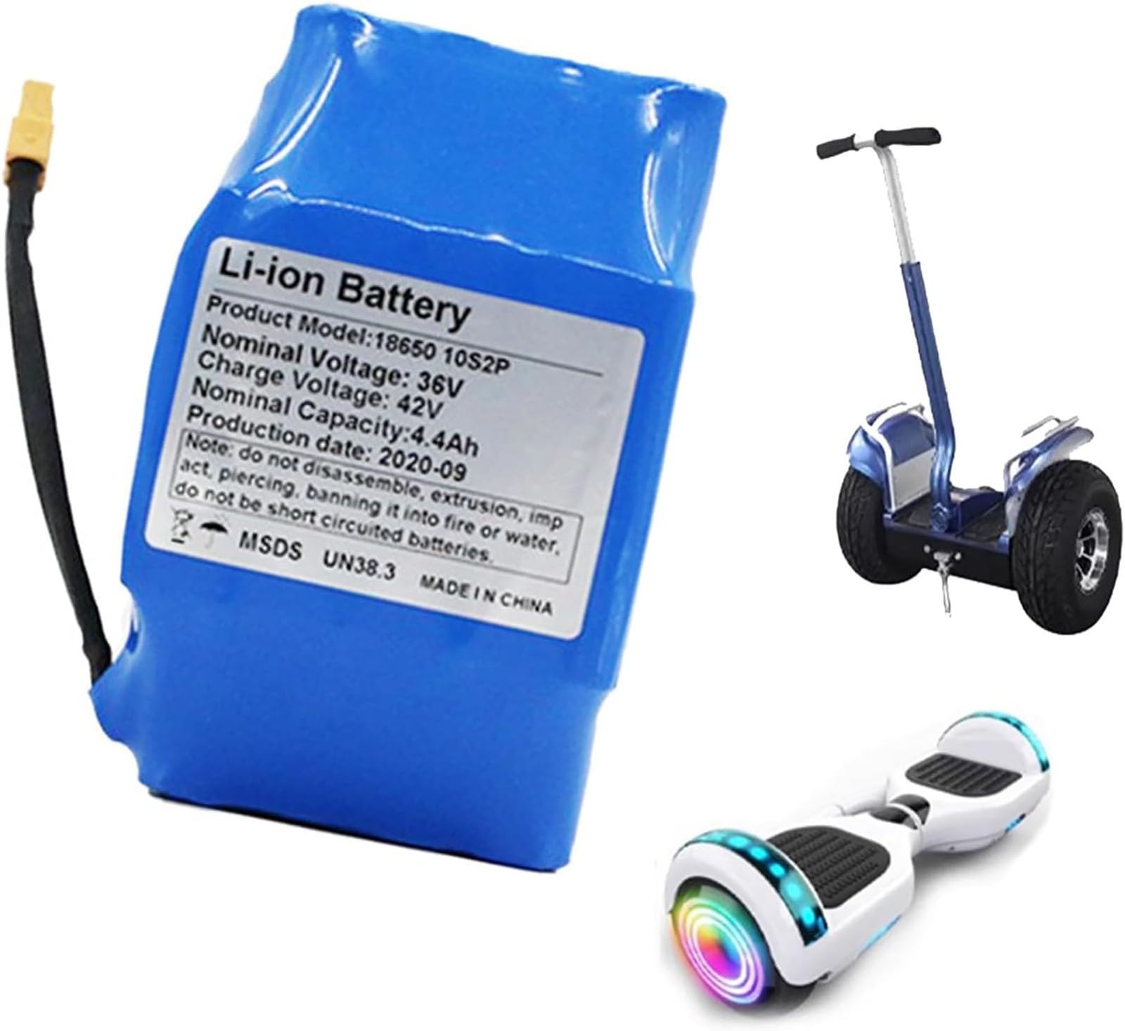 Batería De Iones De Litio 36 V 4,4 Ah 10S2P, Batería De Repuesto De Litio para Aeropatín Eléctrico para Patinete Eléctrico, Hoverboard Y Monociclo con Enchufe XT60