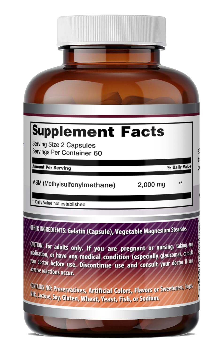 Amazing Formulas MSM (Methylsulfonylmethane) Supplement | 2000 Mg Per Serving | Capsules | Gluten Free | Made in USA (120 Count | Pack of 1) — Amazon image 4