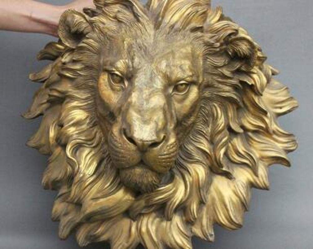 Amazon.co.jp: 彫像風水民俗真鍮ガードキングライオンヘッド像