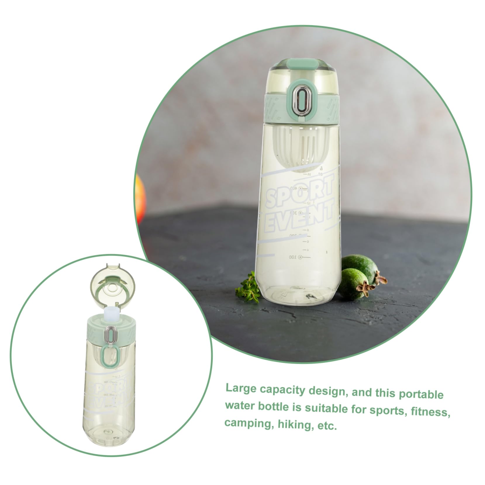Hemobllo coppa sportiva Portatile bottiglie d'acqua pieghevoli bottiglia tumbler Bottiglia d'acqua all'aperto bottiglia d'acqua riutilizzabile PC Verde chiaro Riutilizzabile