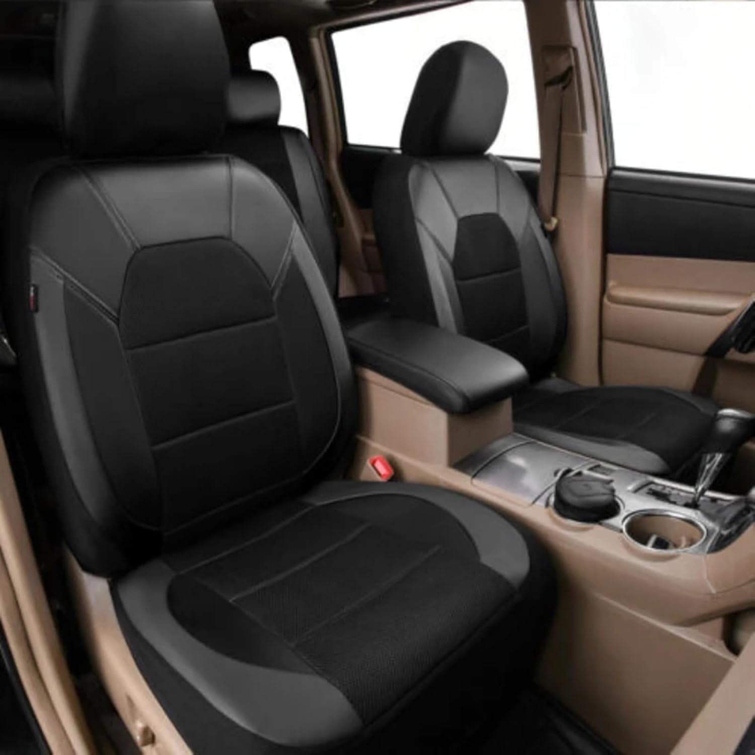 Housses Siège Avant Voiture pour Nissan Qashqai/Qashqai e-Power, Antidérapant Doux Confortable Housse de Protection Sièges Compatible avec Airbags,B Black