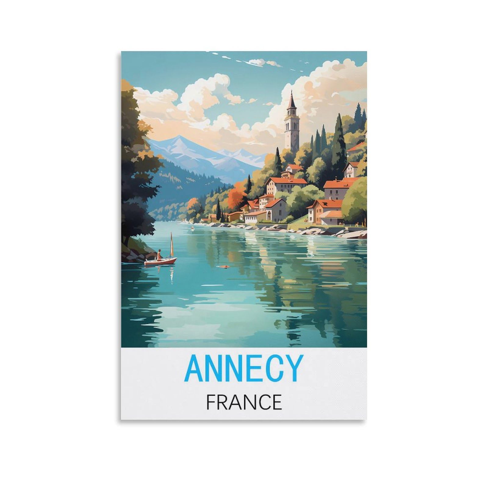 HSAYYIII Annecy France Vintage Travel Poster 08x12inch(20x30cm) Canvas Art Poster And Wall Art Picture Print Bedroom Decor