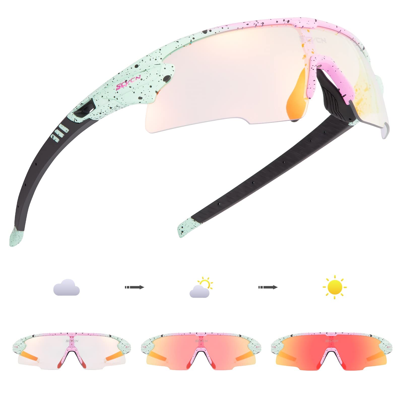 SCVCN Gafas de Ciclismo Fotocromáticas Hombre Mujer TR90 Gafas de Sol Deportivas Running Transparente Gafas MTB Bicicleta Montaña Gafas Bici BTT Accesorios
