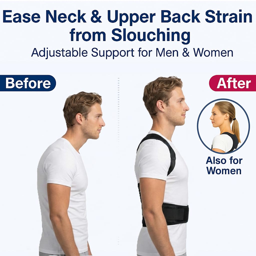 Back Posture Corrector Brace for Men & Women, Back-Anchored Shoulder Support, 3.1-Inch Wide Straps, Adjustable Upper Straightener & Lower Spine Support to Help Reduce Slouching, Wear Under Clothes - Image 2