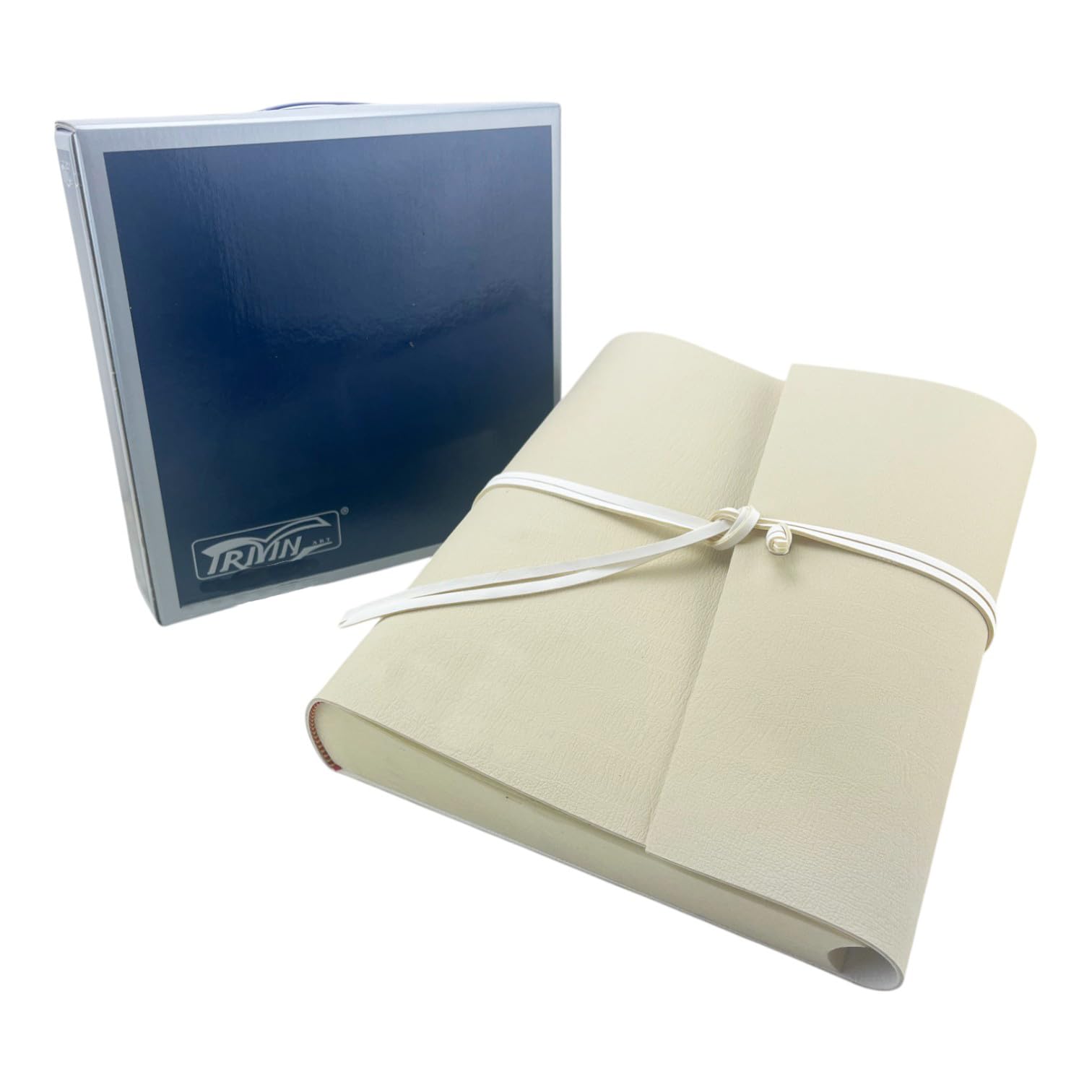 Álbum de fotos hecho a mano TriVin Art, en símil piel bicolor, personalizable con 3 líneas + símbolo, clásico con papel de seda Regalo de cumpleaños Eventos de boda Aniversario Recuerdos de boda