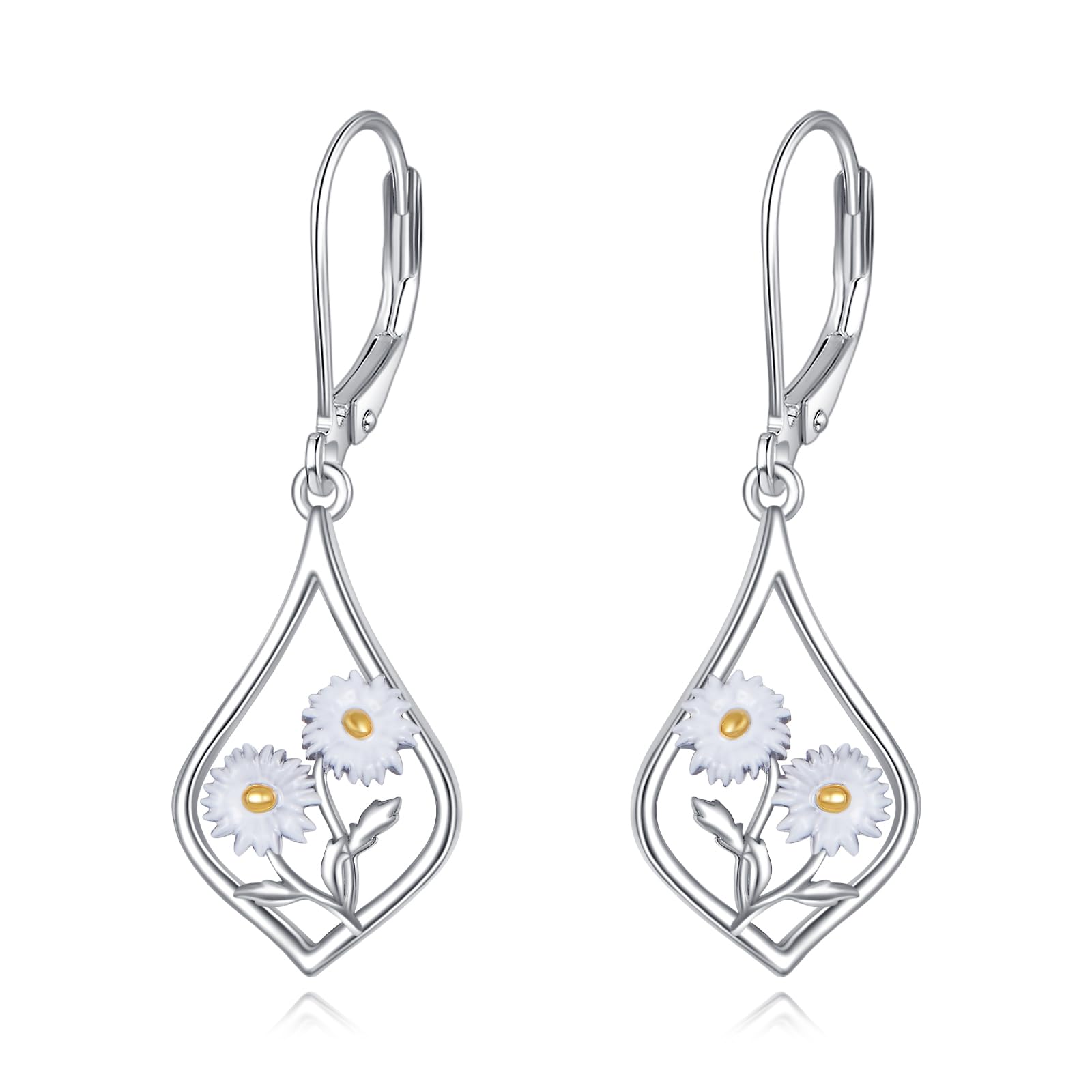 VONALA Pendientes de margaritas para mujer, plata de ley 925, delicados pendientes de margarita, regalo para familiares y amigos