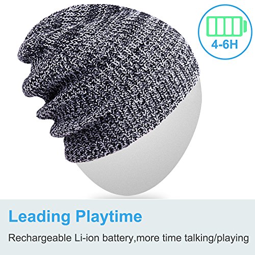 Qshell Bluetooth Beanie Hat, Winter Warm Soft Trendy Cap with Wireless Headphone Headset Earphone Stereo Speaker Mic Hands Free for Lifestyle Outdoor Sport,Compatible with iPhone Android - Gray - Thumbnail 5