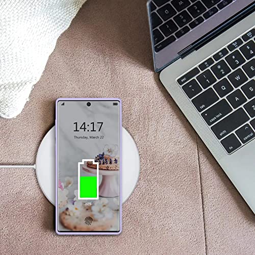 Image of DIZORO Liquid Silicone Case with Microfiber Cushioning Compatible for Samsung Galaxy Note 10 Plus Shockproof Slim Back Cover, Gel Rubber Full Body Protection - Purple