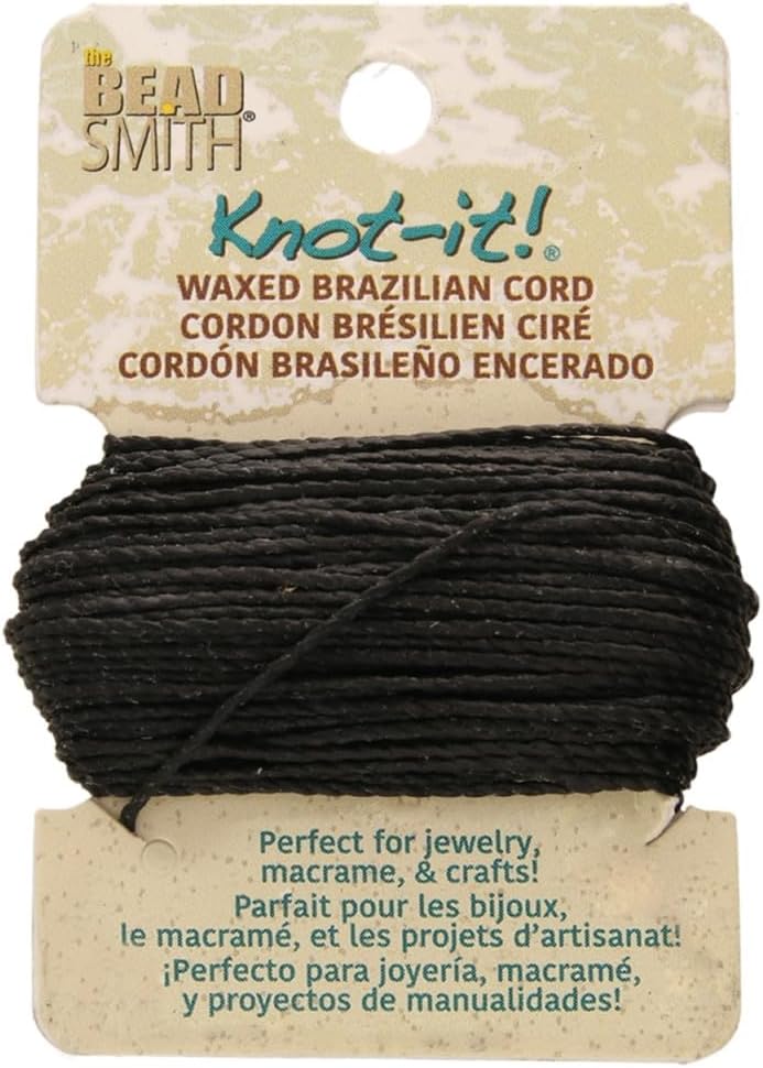 The Beadsmith Waxed Brazilian Cord – Black, 0.7 mm Diameter, Light Wax, 15 Yards (13.7 m)