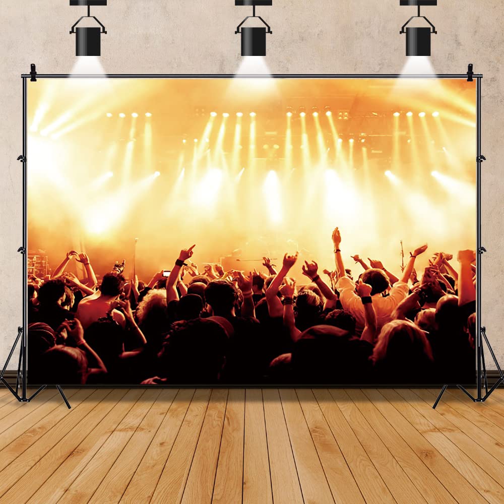 12x10ft Fase Spotlight Sfondo Concerto Live Plateform Sfondo Rock Star Musica Spettacolo Pubblico Banner Party Decorazioni Forniture Foto Ritratto Vinile Studio Video Prop