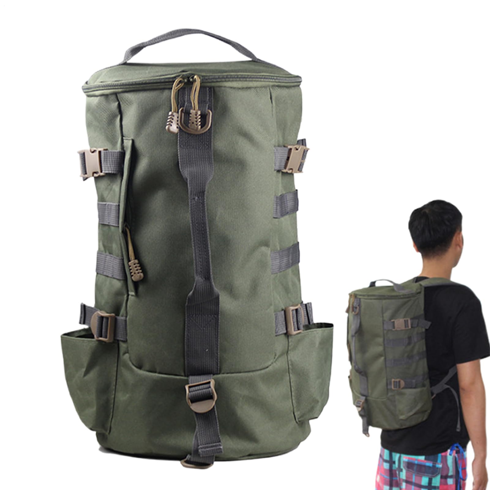 Fishing Backpack | 10.24x17.72 inches Oxford Cloth Fishing Gear Bag with Rod Holders | Bait Reel Gear Accessories, Organizer Pack for Mountain Trekking Lake Short Camping Trips