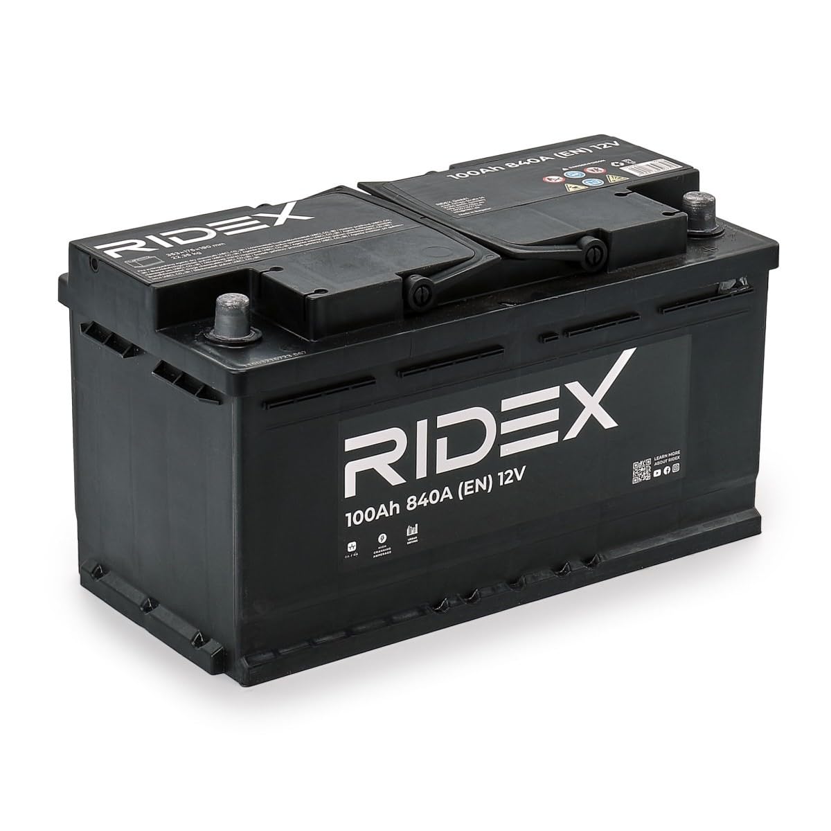 RIDEX 1S0018 Autobatterie 100Ah 840A 12V Starterbatterie B13 DIN/ISO L5 ersetzt Batterie 95Ah 90Ah