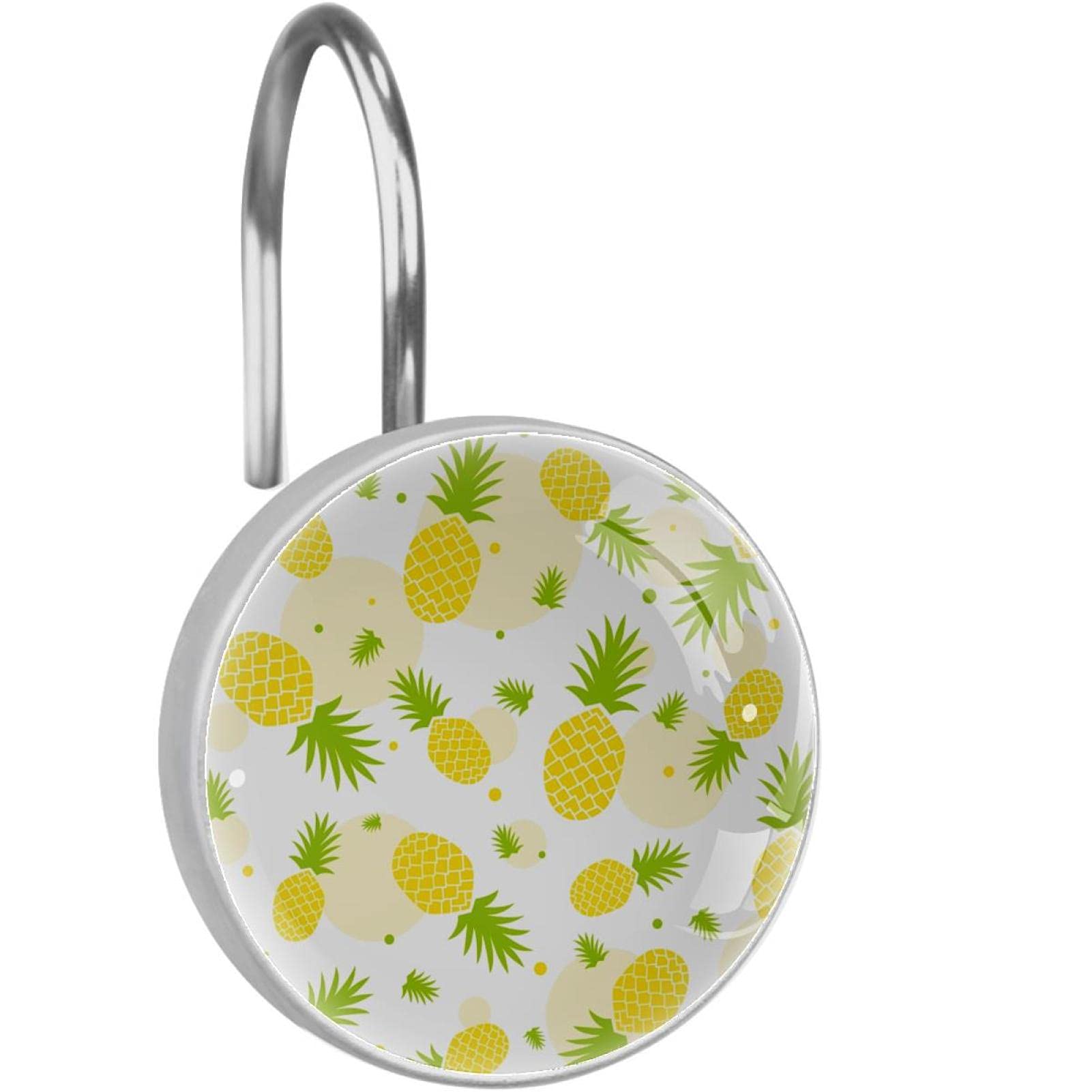 Crochets de rideau de douche inox de haute qualité au design ananas ciselé haut de gamme