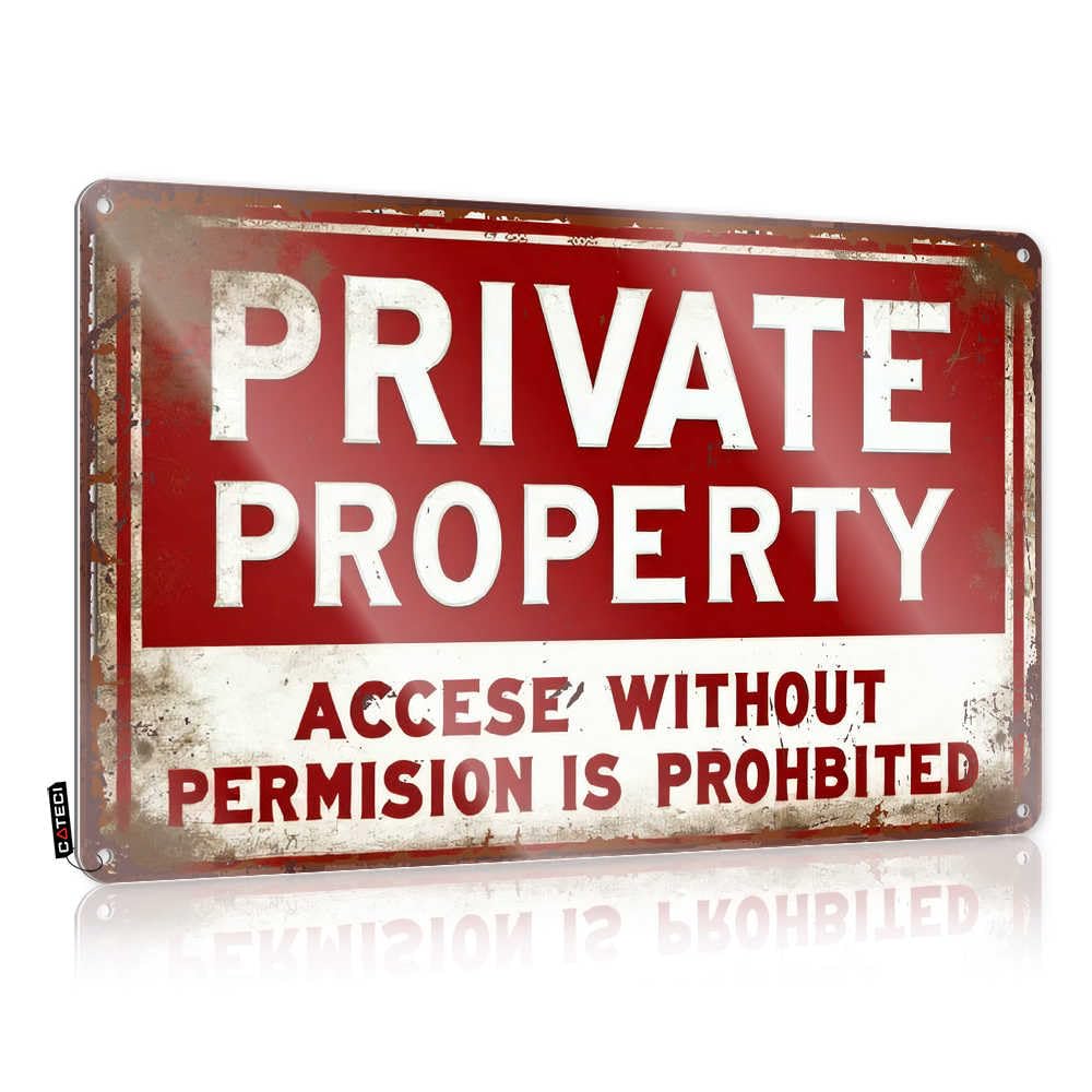 Fzfn Colour Art Stitch Wall Decor | Private Property: Unauthorized Access Forbidden Sign Country For Lake Home(20X30cm)