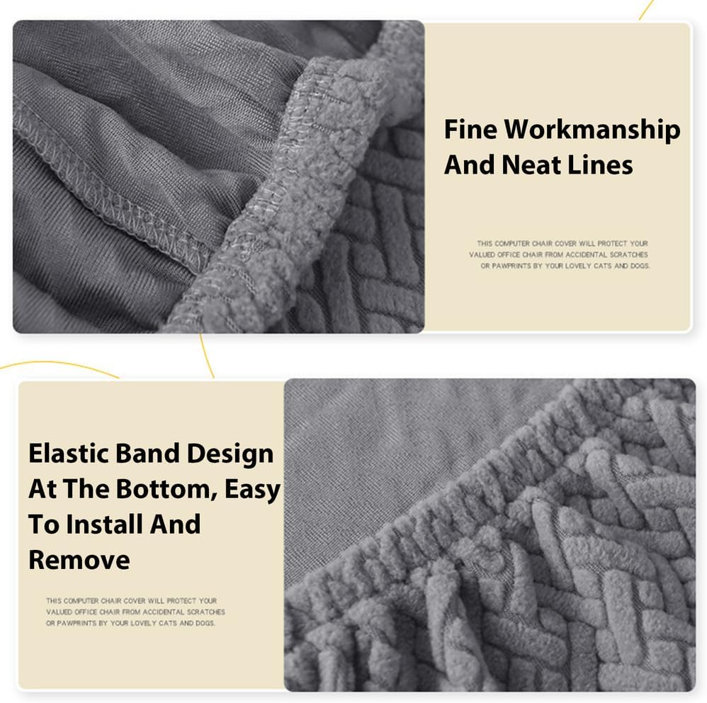 Stretch Curved Back Dining Chair Covers with Armrest, Swivel Armchair Cover Protector, Office Desk Chairs Sliopcover for Dining Room Home Decor,Gray 2pcs