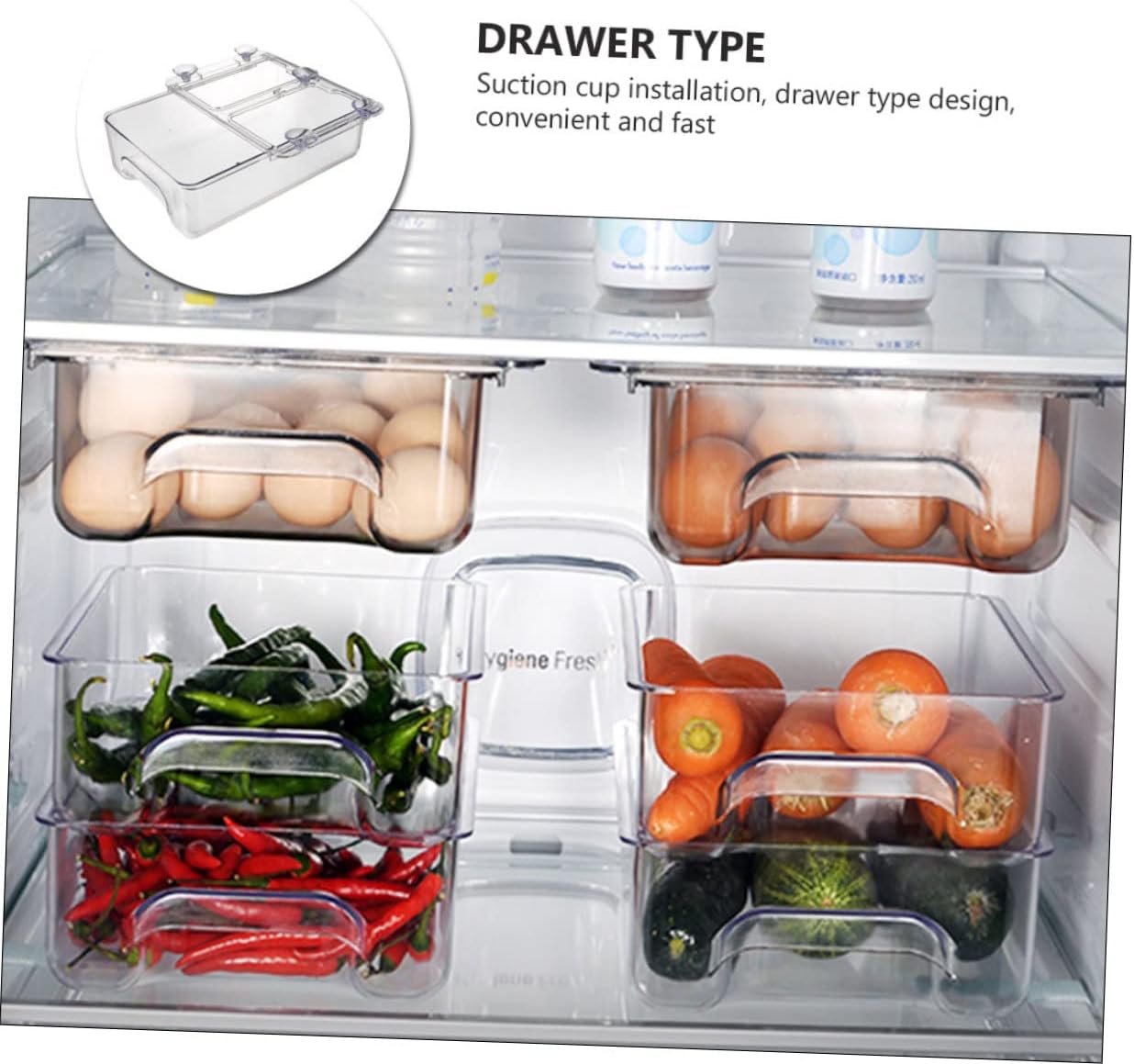 2 Pcs Suction Cup Storage Fridge Pull Out Drawers Square Stand Egg Carton Egg Trays Shelf Holders Brackets for Shelves Shelf Bracket Egg Crate White Refrigerator Food re-usable (Whitex