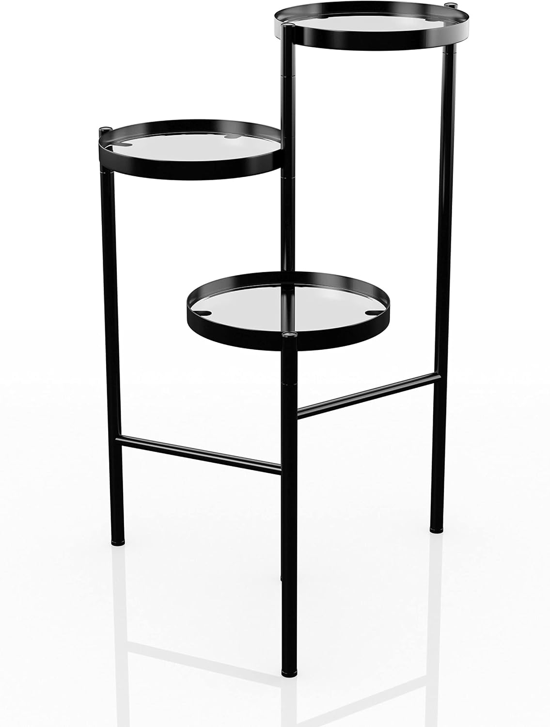 HOMES: Inside + Out Cherry Valley Modern 3-Tier Metal Plant and Decoratve Stand for Living Room, Black