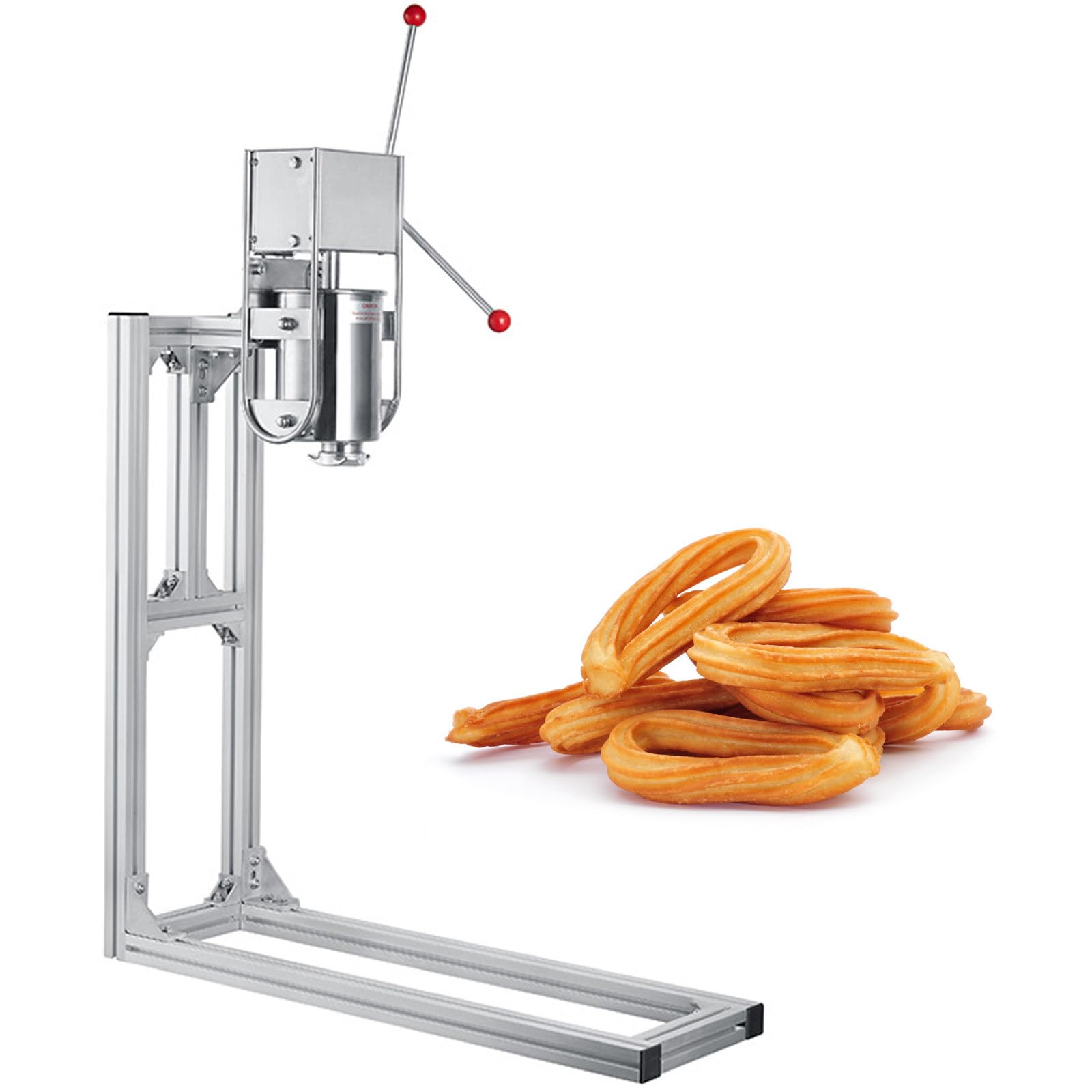 machine à churros à beignets espagnole verticale de 3l 5l 7l avec 4 types de moules, machine à churro commerciale, machine à churros en acier inoxydable pour restaurants et boulangeries,7L