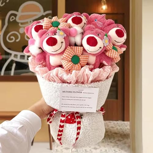 リーナベル ステラ・ルー ロッツォ ぬいぐるみ花束 ぬいぐるみブーケ プレゼント ニット造花 糸手編みブーケ 枯れない花 部屋飾り 母の日 父の日 誕生日 ウエディング 結婚式 バースデー 卒業式 贈り物 ディズニー アニメグッズ 非公式 (B)