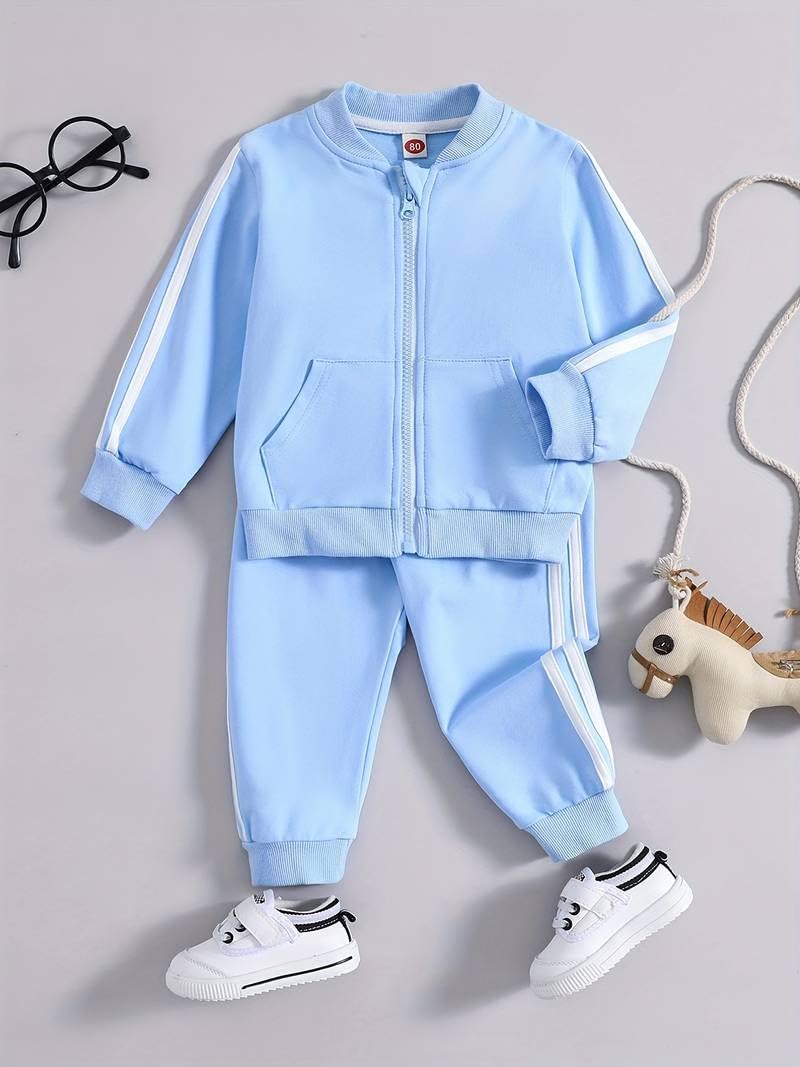Ameeha Kids Winter Wear Casual Clothing Set for Baby Boy Girl (4 Years-5 Years, Sky-Blue-Strip) 1