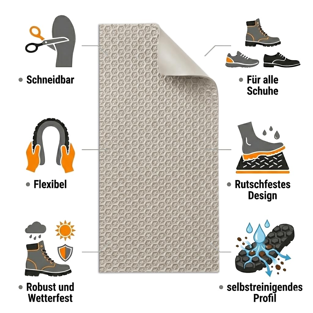 Langlauf Schuhbedarf Sohlengummiplatte 250mm x 500mm 4mm stark Profil Star in verschiedenen Farben zur Anfertigung von Schuhsohlen oder als Anti Rutsch Belag - 4 mm Stärke