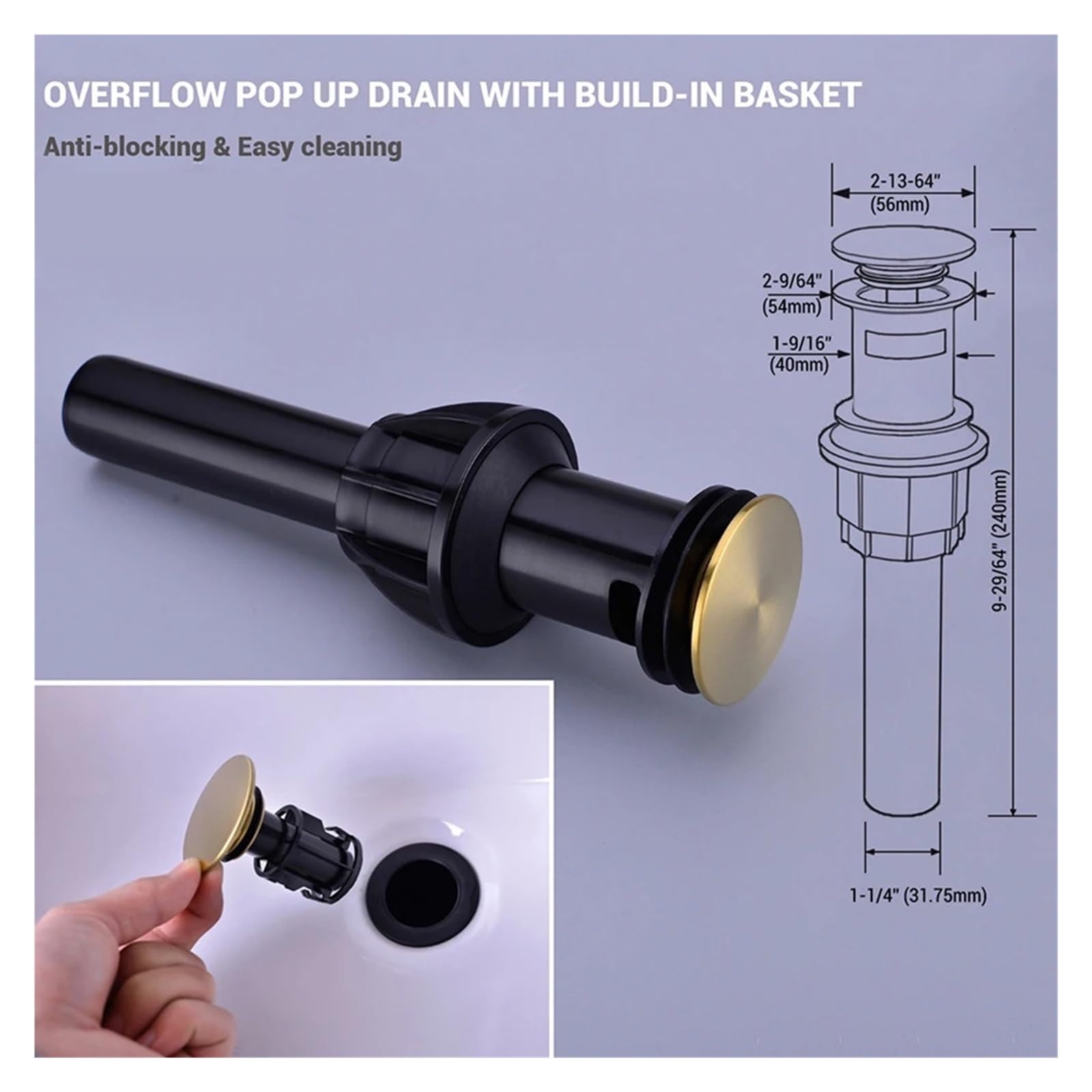 Fousenuk Piletta Lavabo Bagno, Tappo Lavandino Bagno Pop Up