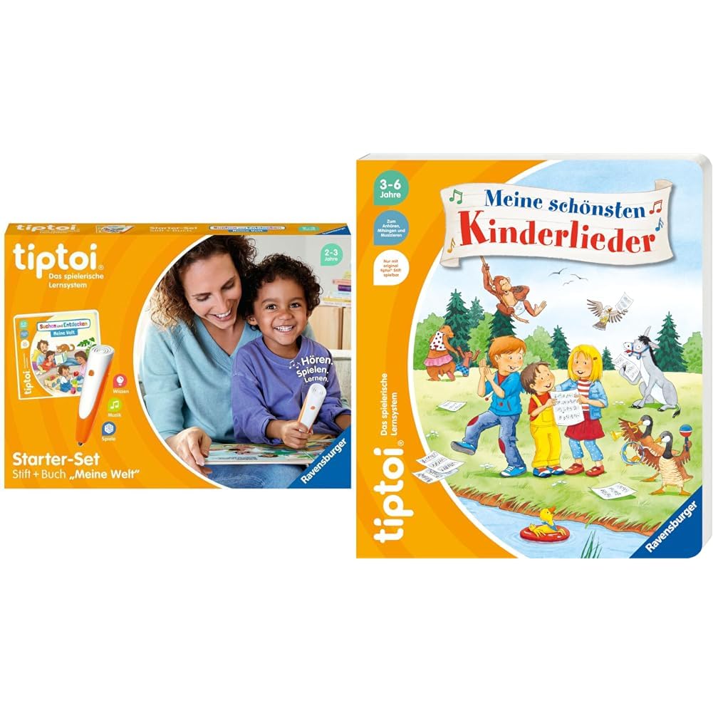 Ravensburger tiptoi Starter-Set 00112 - Stift und Bilderbuch Suchen und Entdecken Meine Welt - Lernsystem für Kinder ab 2 Jahren & tiptoi® Meine schönsten Kinderlieder