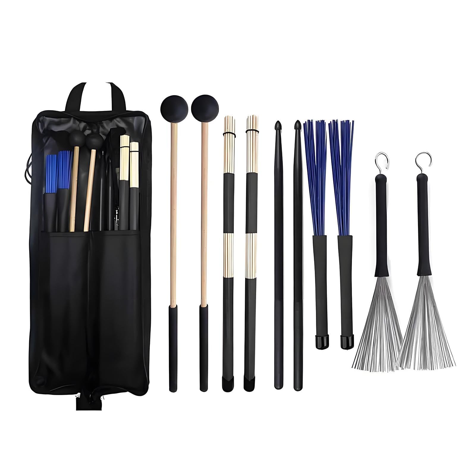 Generic Set di Bacchette per Batteria, Spazzole in Metallo per Esercitarsi, Ideale per Appassionati di Musica E Amanti Del Folk.