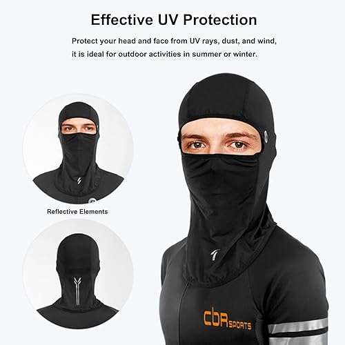 Miniatura 2 de CbRSPORTS Pasamontañas delgado, protección UV, forro de casco transpirable para gafas de motocicleta y bicicleta