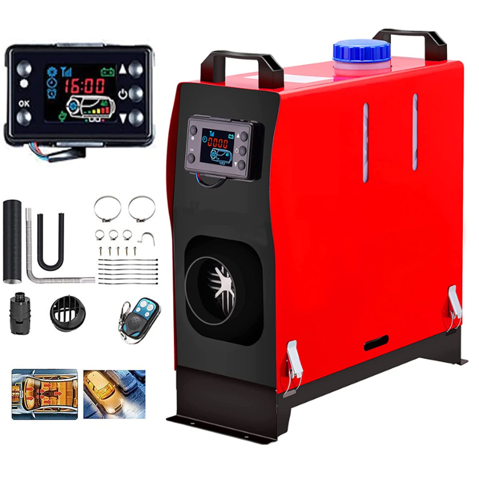 Photo 1 of ZHIBANG All in One Diesel Air Heater Unique Intelligent 12V/8KW All in One Parking Heater?Diesel Heater with Smart LCD Display, 10L Fuel Tank and Muffler, Suitable for RV, Trailer, Truck, Boa