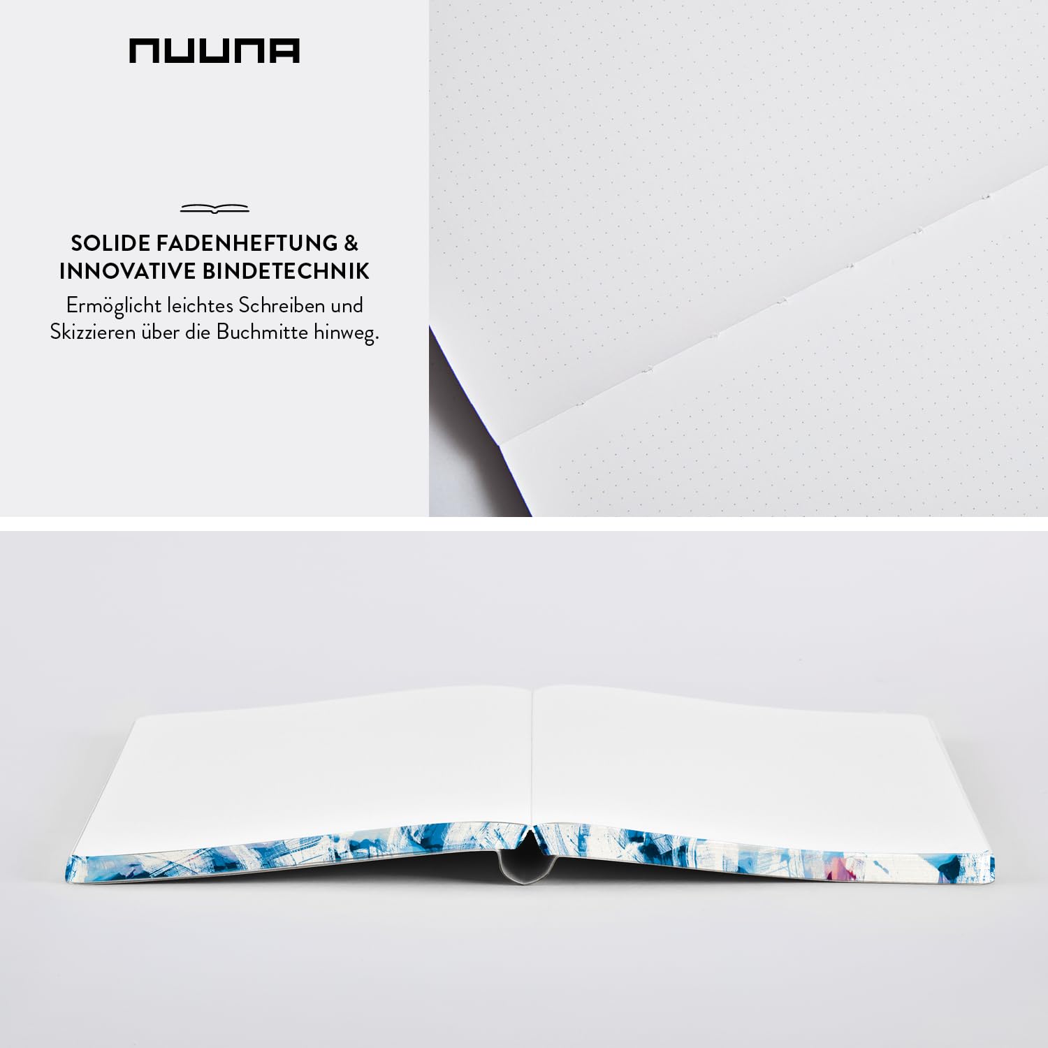 Nuuna Notizbuch A5+ Composition L - Strata, veganer Einband weiß