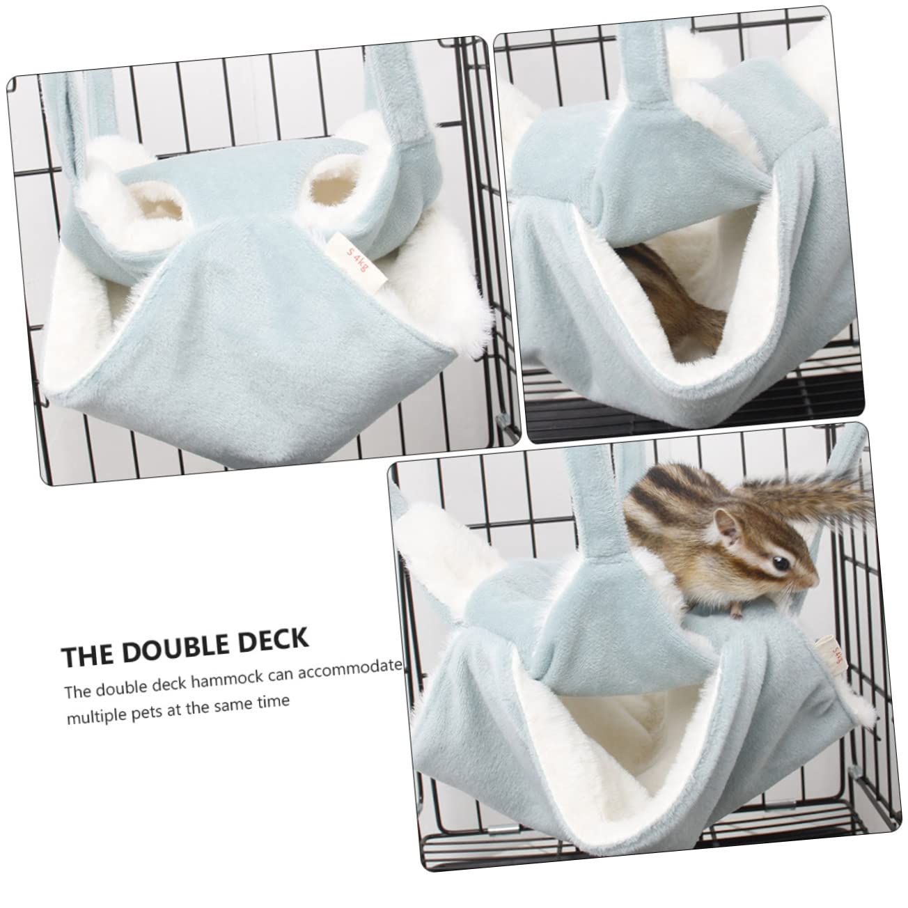 VANZACK 3piezas Hamster Hammock Colgante De Doble Franela para Cama con Ganchos para Hámsters y Roedores Aislante para Invierno y