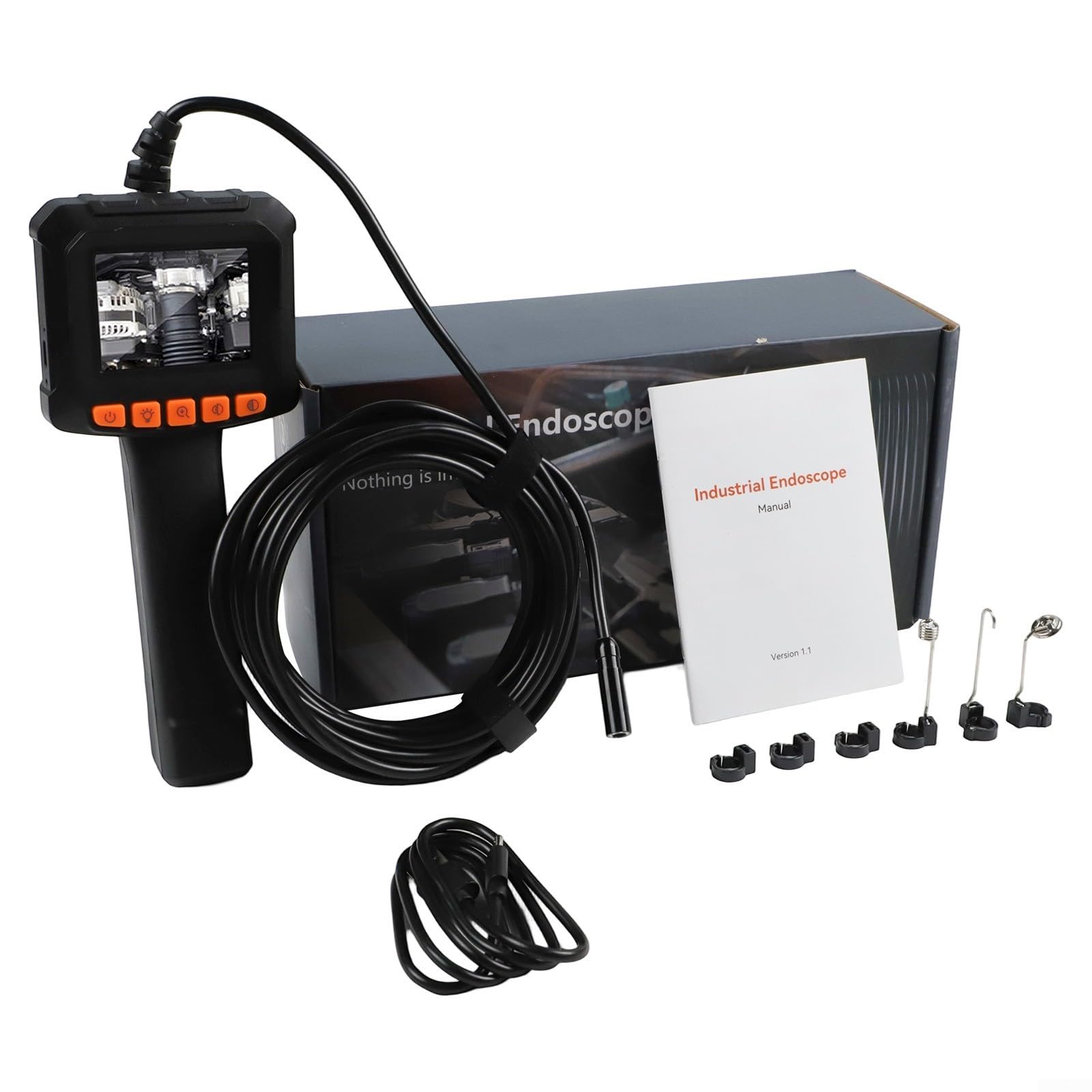 Industrielles Endoskop 1920P HD mit Licht – für Halb-Ablauf-Kamera für Sanitärarbeiten und Auto – 6,1 cm Display, 5 m Draht (5 m)