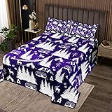 Homemissing Juego de colcha acolchada para camping, viajes, coche, caravana, ideal para acampar y niñas, para niños, galaxia, pino, naturaleza, soñadora, morado, blanco, 2 piezas, colcha acolchada
