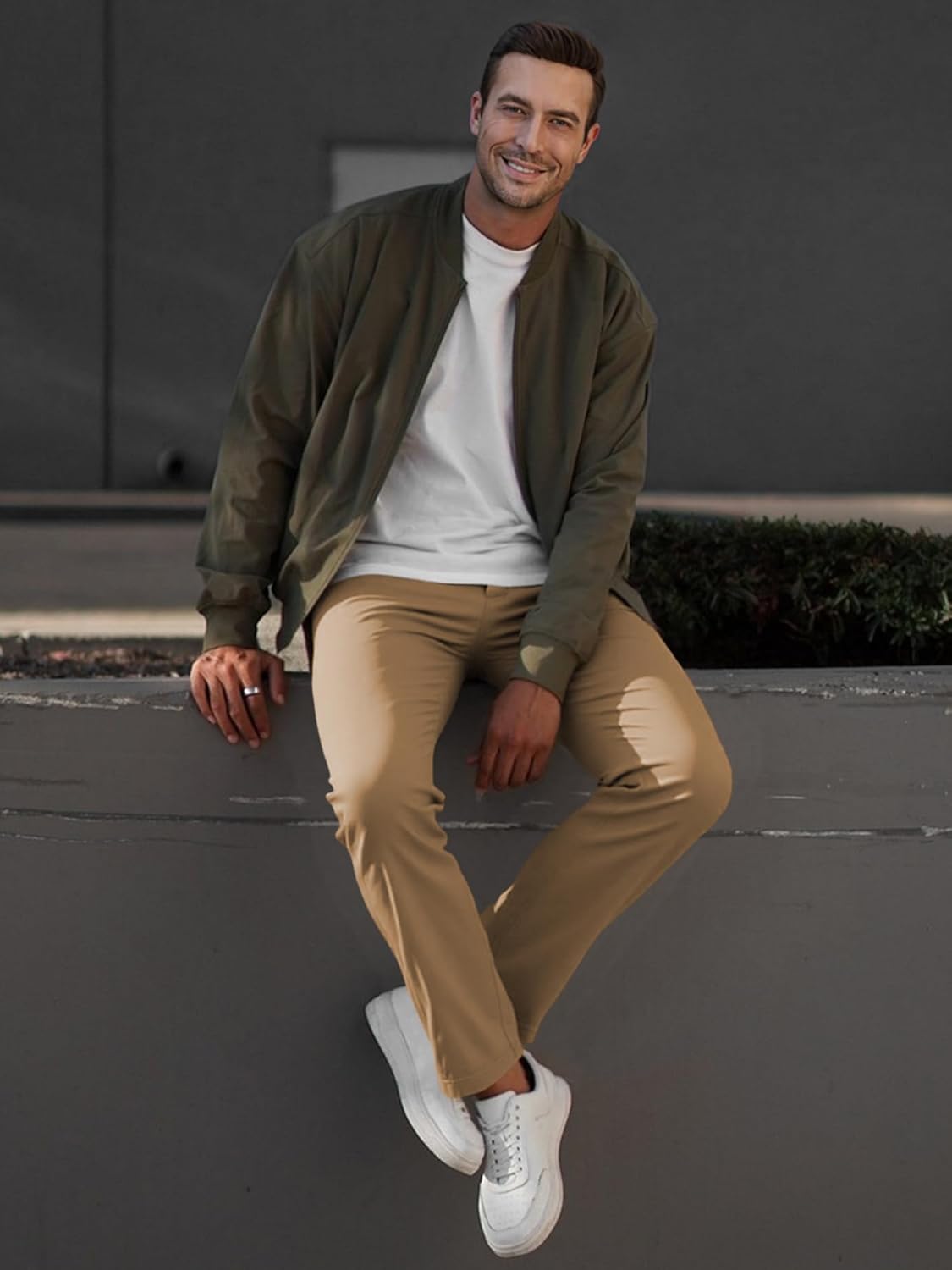 JMIERR Men's Chino Pants Casual Elastic Waist Tapered Golf Trousers - Image 6