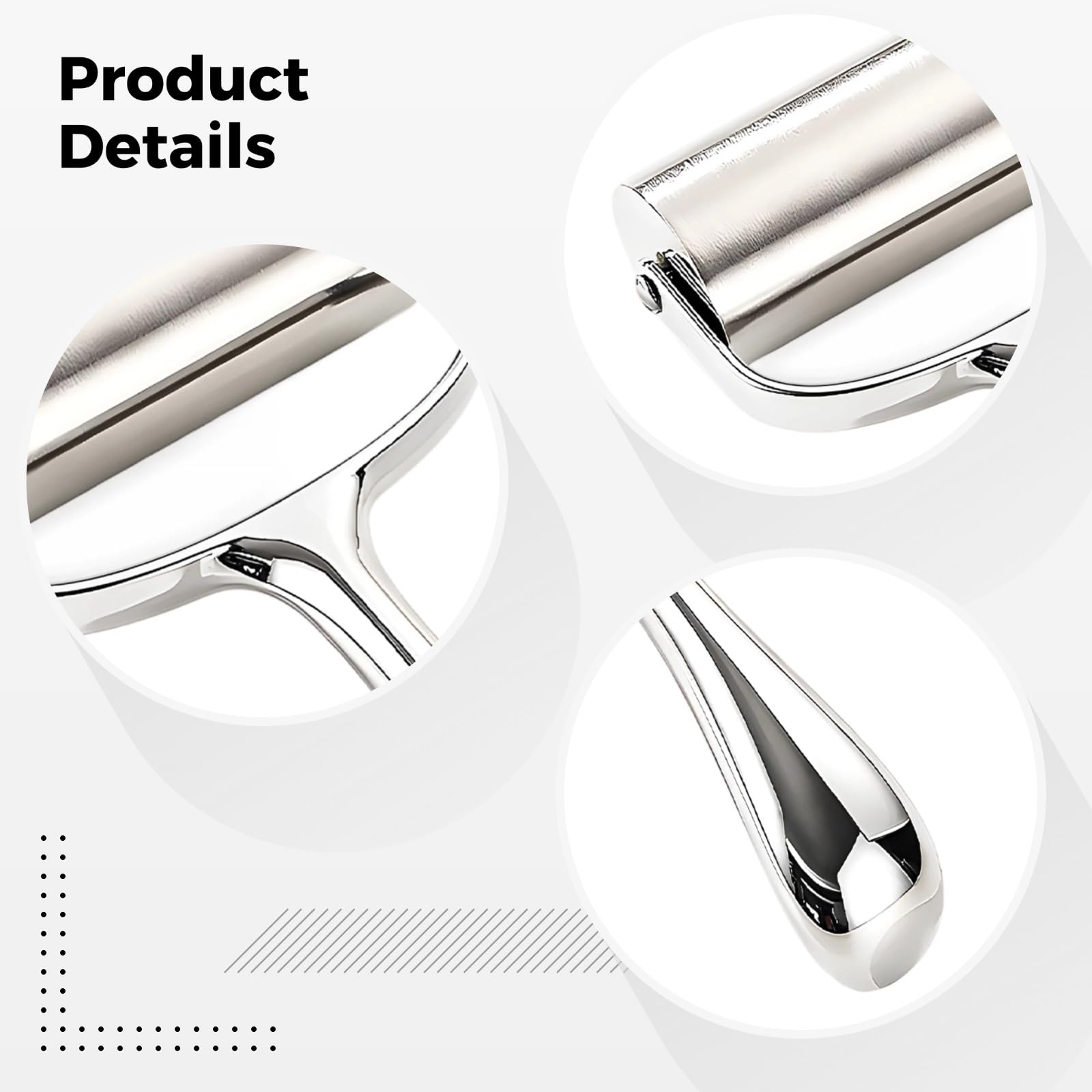 Edelstahl-Teigrolle mit breiter Walze, 8,3 in / 21 cm, Teigrolle für Dumpling-Skin, aus 304 Edelstahl für die Küche, mit rutschfestem Aluminiumgriff, für Pizza, Gebäck und Backen