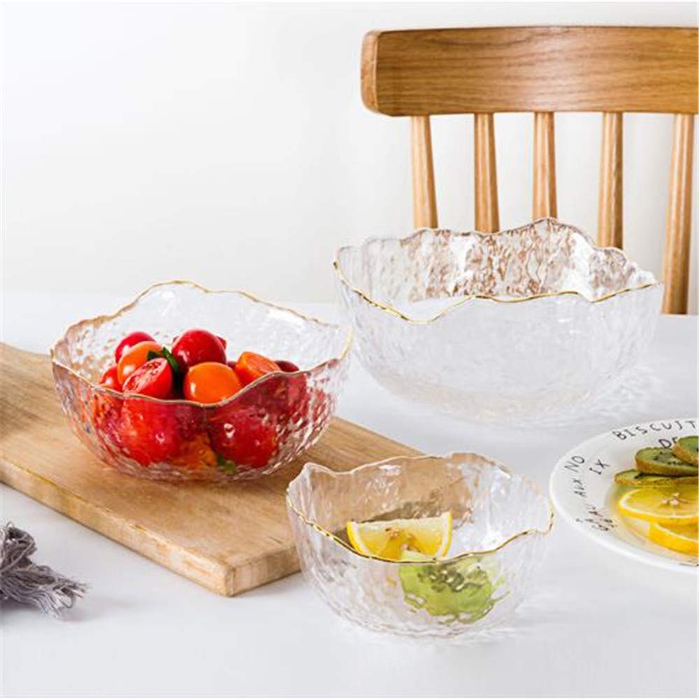 Salatschüssel, Abendessenschüsseln, Ramenschüsseln, Glas-Rührschüssel-Set, 3 Stück Allzweck-Salat-Servierschalen, für Suppe, Popcorn, Snack, Obst, Nudeln, Haferflocken, Frühstück