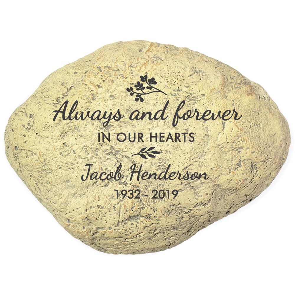 GiftsForYouNow Engraved Always and Forever in Our Hearts Memorial Garden Stone, 11.5" by 8.25"