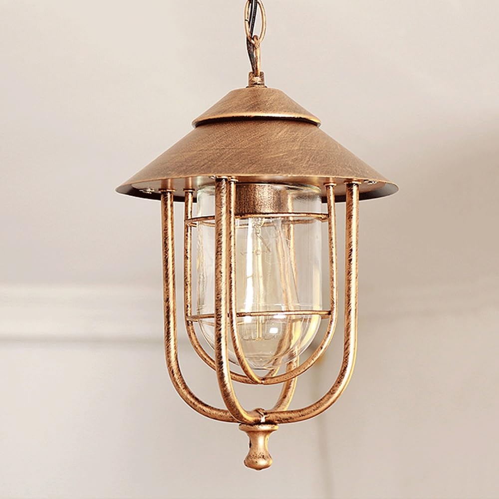 AITEXIOutdoor Pendant Porch Light Industrial Hanging Lighting Waterproof Ceiling Mount Lamp for Patio, Entryway (Color : Bronze)