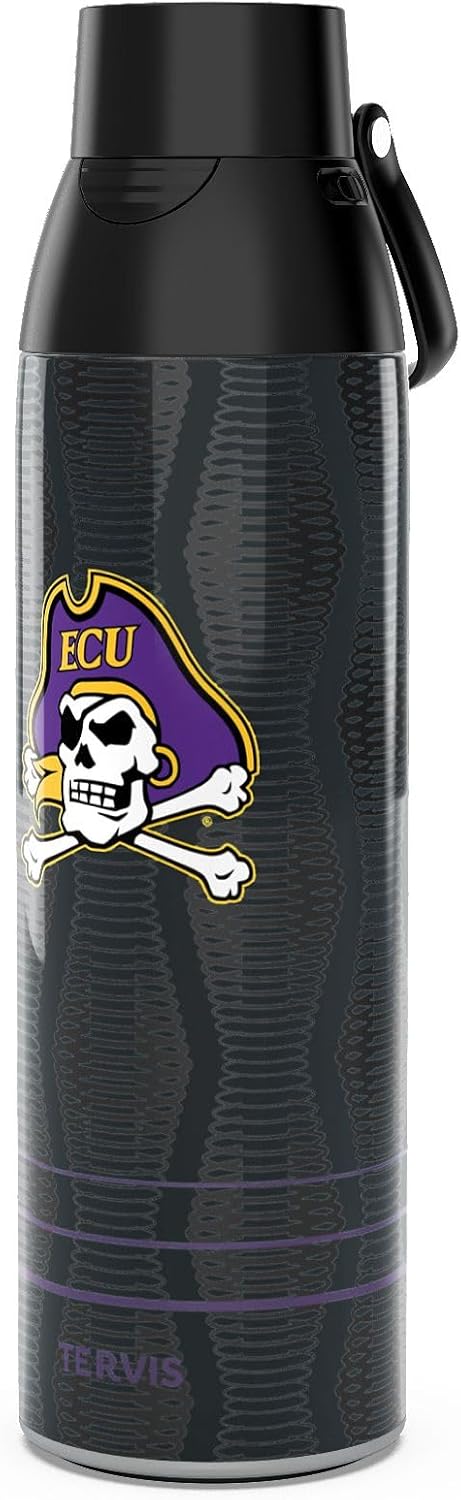 Tervis Venture Water Bottle East Carolina University Pirates - Full Speed Triple Insulated Tumbler Travel Cup Keeps Drinks Cold & Hot, 26oz, Stainless Steel