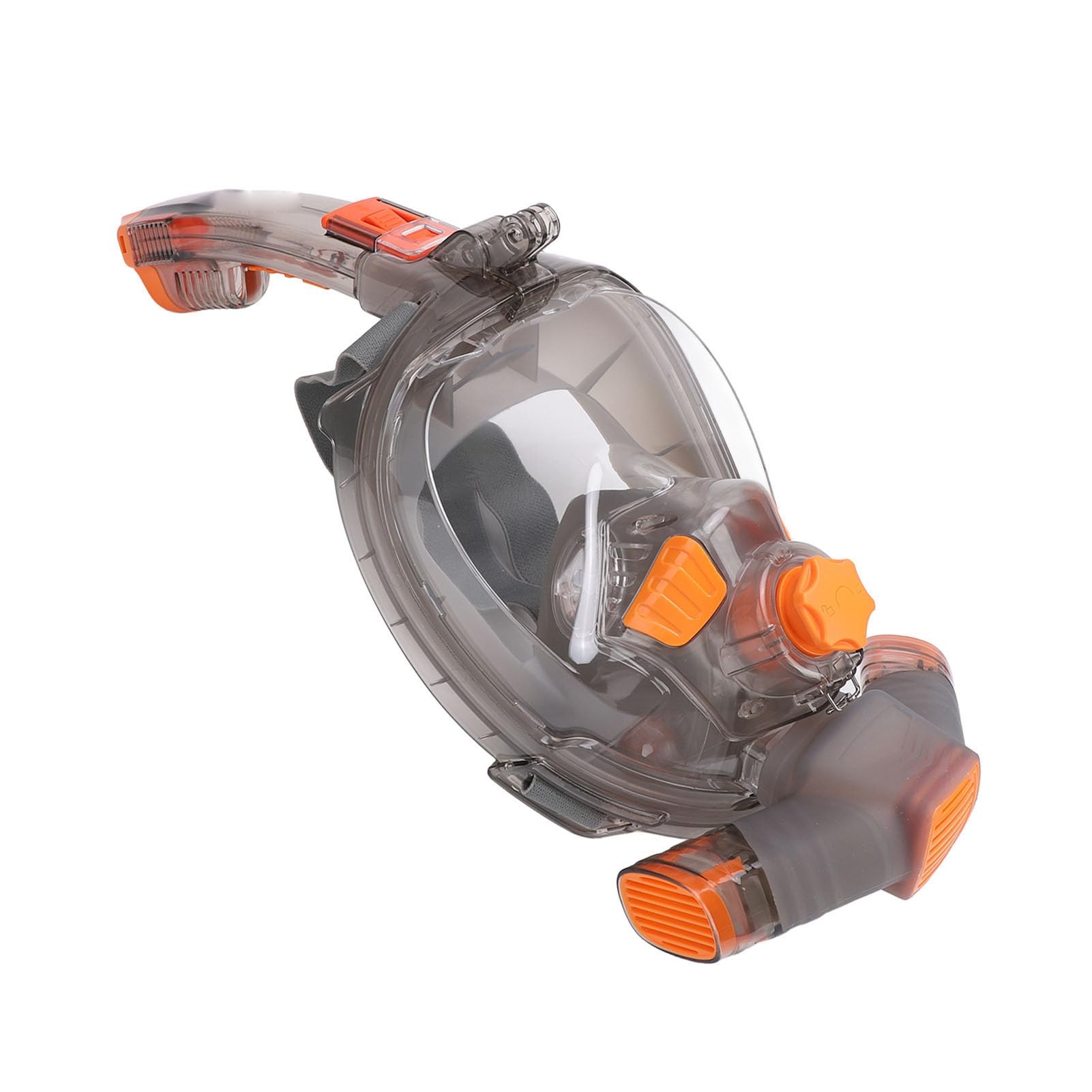 Akozon Gafas de Esnórquel de Cara Completa, Vista Panorámica de 180°, Gafas de Esnórquel Antiniebla con Tubo de Respiración Plegable y Soporte para Cámara, Silicona para Adultos y Niños S/M Naranja