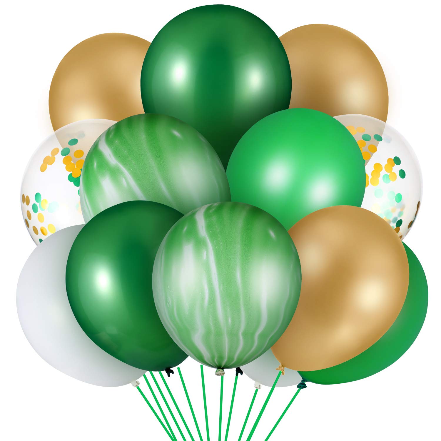 60 Pieces Jungle Party Balloon Green Agate Balloons Colorful Latex Balloons Confetti Balloon Dinosaur Theme Party Balloon for Baby Shower Wedding Birthday Party Supplies